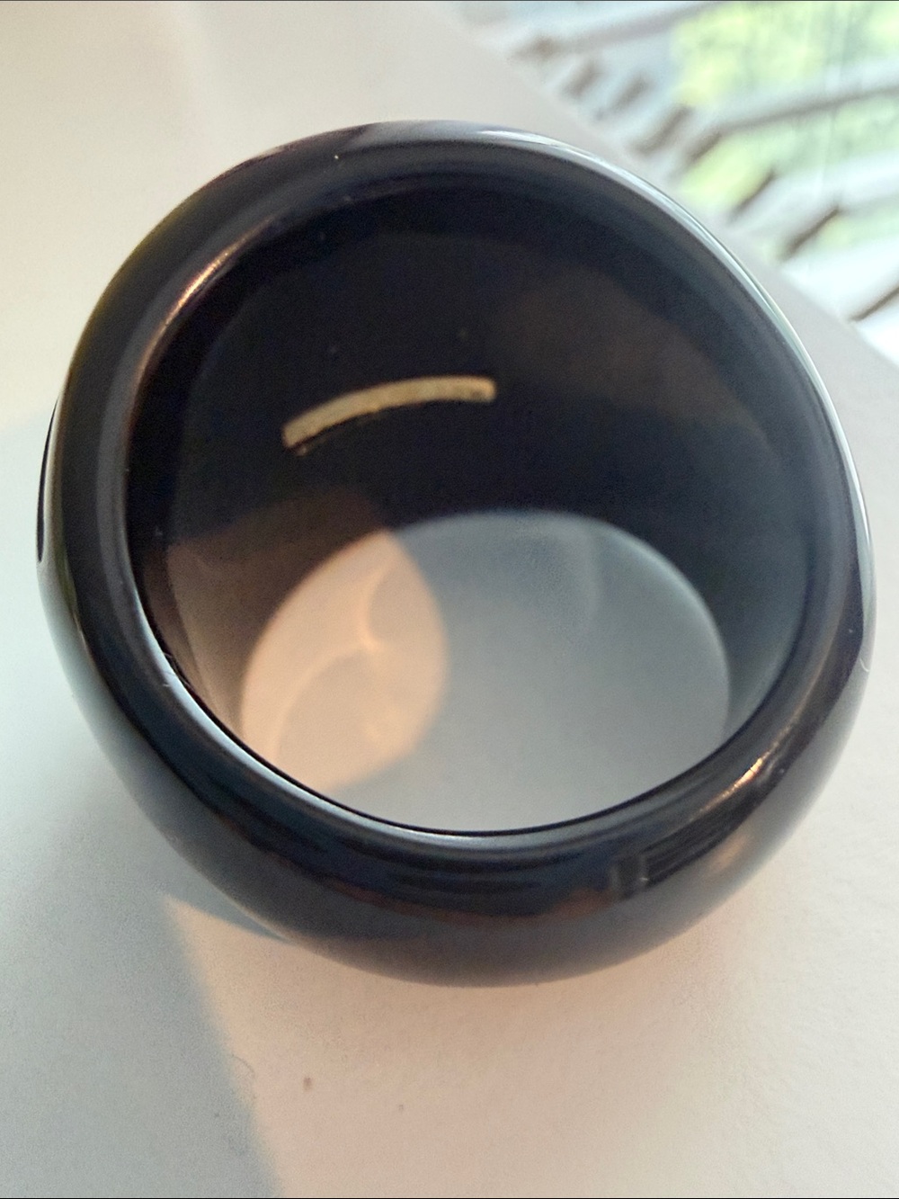 Glossy Black Dome Ring with Gold Stripes - Picture 3 of 4